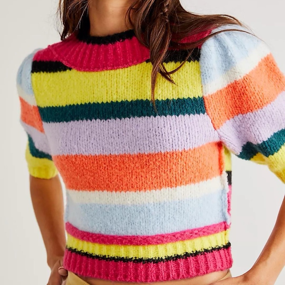 New Free People Foxy Striped Pullover